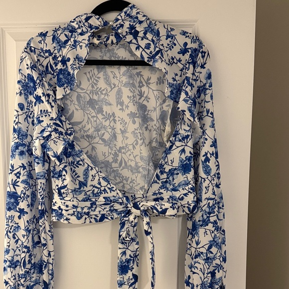 L*Space Blue Floral Women's Blouse - Picture 3 of 5